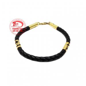 Lắc tay da bọc vàng nam tính mang phong cách mạnh mẽ và đẳng cấp. 