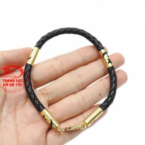  Lắc tay da bọc vàng nam tính sản xuất từ vàng tây 10k bền đẹp, giao hàng trên toàn quốc. 