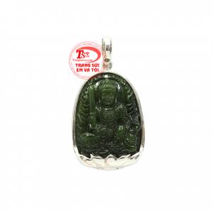 Mặt nephrite bọc bạc tuổi mão