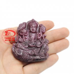 Mặt phật bà ruby bình an thích hợp bọc vàng để làm mặt dây đeo