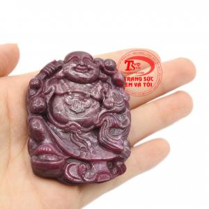 Mặt phật Di Lặc ruby hoan hỉ có giấy kiểm định đá quý.