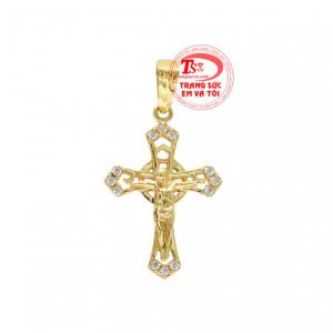 Mặt thánh giá Jesus an lành được chế tác tinh xảo từ vàng 14k chất lượng. 
