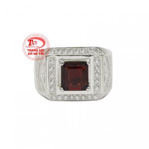 Nhẫn bạc nam granat thời trang nhận đặt chế tác theo yêu cầu.