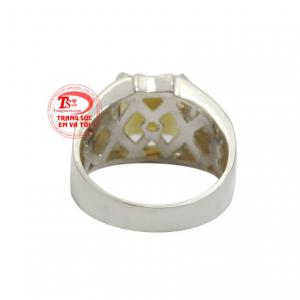 Nhẫn bạc thạch anh vàng mệnh kim nhận đặt chế tác theo yêu cầu.