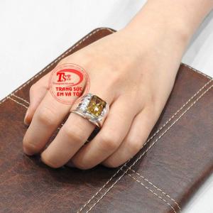 Nhẫn bạc thạch anh vàng tài lộc