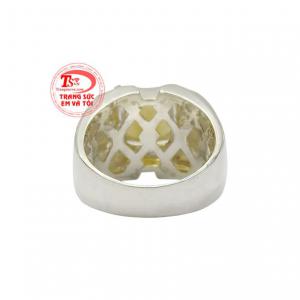 Nhẫn bạc thạch anh vàng thời thượng thanh toán an toàn.
