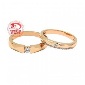 Nhẫn cưới vàng hồng viên mãn mang đến vẻ thời thượng, sành điệu đến cho người đeo.