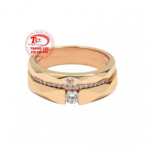 Nhẫn cưới vàng hồng viên mãn nhận đặt chế tác theo yêu cầu.