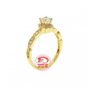 Nhẫn vàng nữ thanh lịch được chế tác từ vàng tây 14k bền đẹp và sáng bóng. 