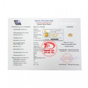 Thạch anh vàng ép vỉ bình an có giấy kiểm định đá quý uy tín.