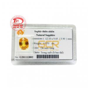 Viên saphir vàng bình an giúp cho người sở hữu giảm căng thẳng, mệt mỏi, đem lại trí tuệ và tri thức.