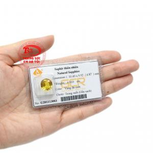 Viên saphir vàng cát tường có giấy kiểm định đá quý 