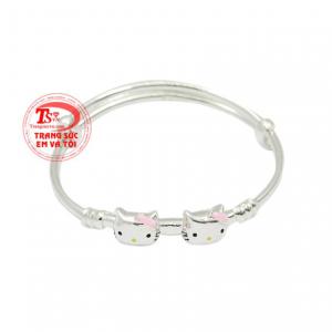 Vòng bạc mèo kitty đẹp, dễ thương và đáng yêu. Hiểu được tâm lý của trẻ, các người thợ kim hoàn đã chế tác vòng tay với hình mèo kitty ngộ nghĩnh.