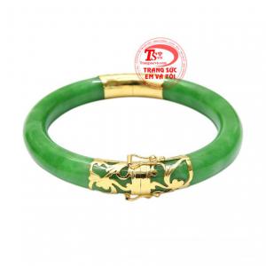 Vòng cẩm thạch xanh ngọc bọc vàng 14k bền đẹp, chất lượng, tôn lên sự tinh tế, sang trọng và thời trang cho phái đẹp.