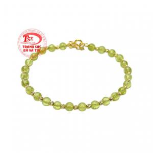 Vòng tay peridot đẹp được kết hợp vàng tây 10k cùng đá peridot thiên nhiên. 