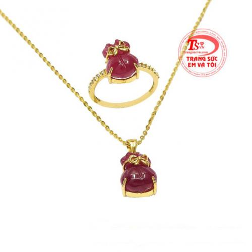 Bộ mặt dây Ruby lộc phát