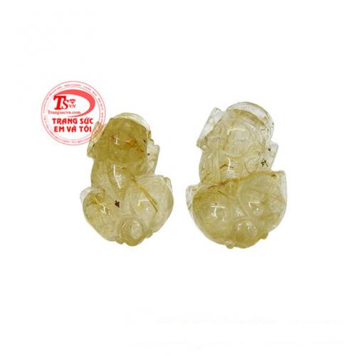 Cặp tỳ hưu may mắn thạch anh tóc