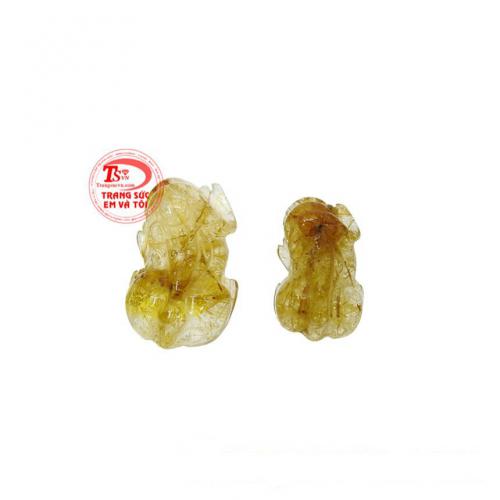 Cặp tỳ hưu phú quý thạch anh tóc