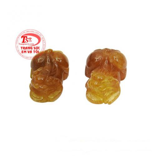 Cặp tỳ hưu thạch anh tóc lộc phát