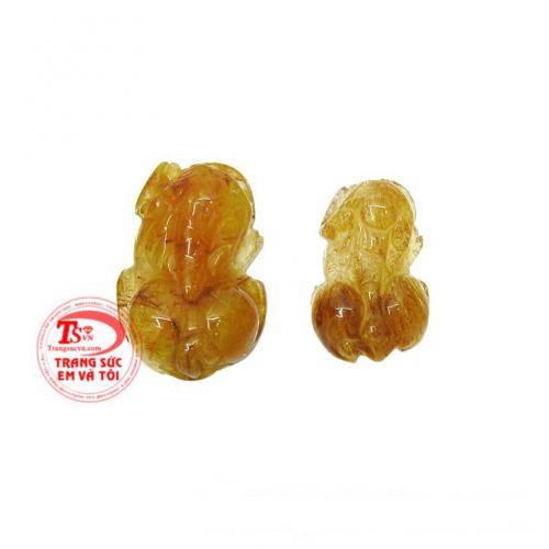 Cặp tỳ hưu thạch anh tóc phát đạt