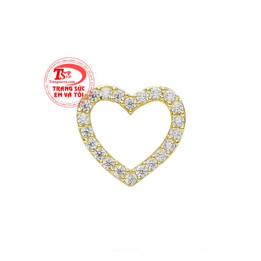 Mặt dây trái tim dễ thương được chế tác từ vàng tây 10k và đá cz lấp lánh. 
