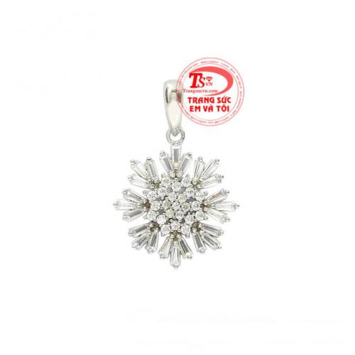 Mặt dây vàng trắng hoa tuyết