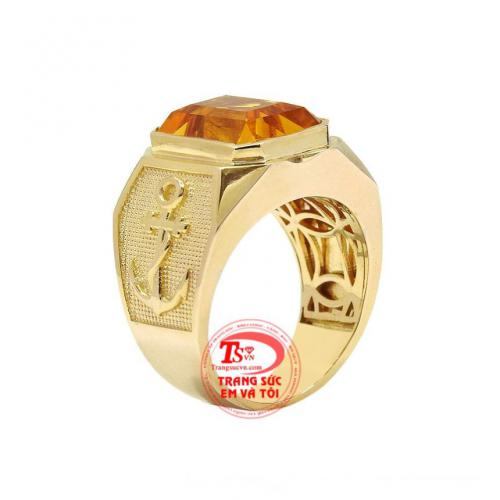 Nhẫn nam thạch anh vàng tài lộc