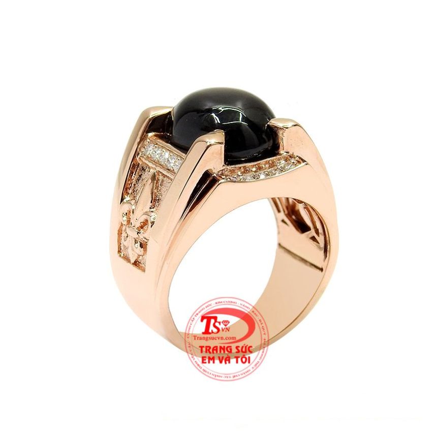 Nhẫn nam vàng hồng sapphire sang trọng, phong cách lịch lãm và hợp phong thủy. 