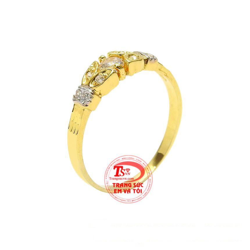 Nhẫn nữ vàng tây trang nhã được chế tác tinh xảo từ vàng 10k chất lượng. 