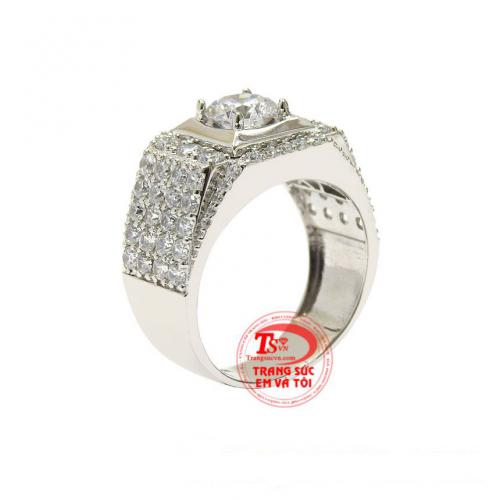 Nhẫn vàng trắng nam lịch lãm