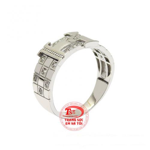 Nhẫn vàng trắng nam tính đẹp