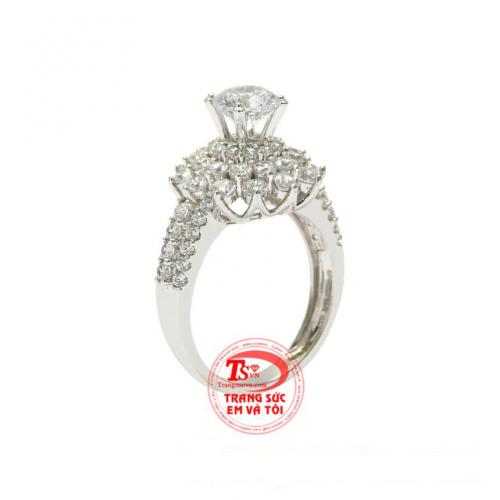 Nhẫn vàng trắng quý cô lấp lánh