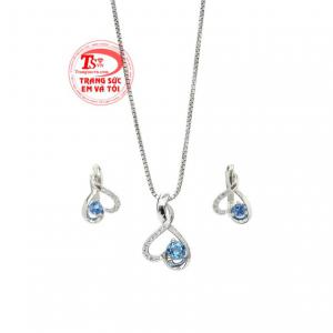 Bộ trang sức topaz thiên nhiên vàng 18k