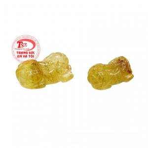 Cặp tỳ hưu phú quý thạch anh tóc món quà phong thủy dành tặng người thân, đồng nghiệp.
