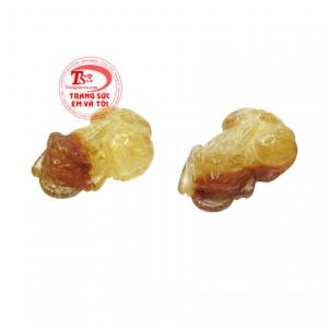 Cặp tỳ hưu thạch anh tóc cát tường có giấy kiểm định.