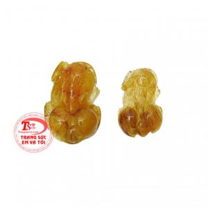 Cặp tỳ hưu thạch anh tóc phát đạt được chế tác tinh tế, hợp phong thủy. 