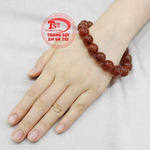Chuỗi thạch anh tóc đỏ 12 ly có giấy kiểm định đá quý uy tín.