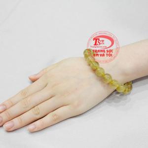 Chuỗi thạch anh tóc thiên nhiên 11 ly có giấy kiểm định đá quý.