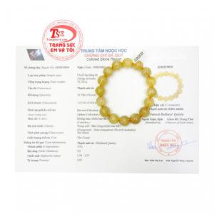 Chuỗi thạch anh tóc vàng thiên nhiên có giấy kiểm định đá quý uy tín.