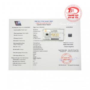 Đá saphir ép vỉ may mắn có giấy kiểm định đá quý uy tín.