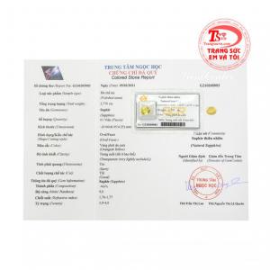 Đá sapphire thiên nhiên đại cát có giấy kiểm định đá quý uy tín, đảm bảo chất lượng.