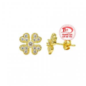 Thiết kế đơn giản kết hợp cùng các viên đá cz tạo điểm nhấn đã giúp cho đôi hoa tai như tràn đầy sức sống. 