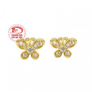 Hoa tai hồ điệp dễ thương được chế tác từ vàng tây 10k bền đẹp.