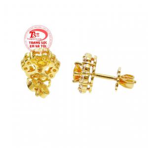 Hoa tai Sapphire vàng thời trang vàng 14k hợp phong thủy.