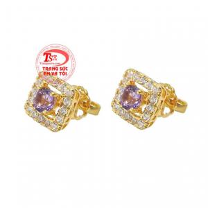 Hoa tai thạch anh tím tinh tế nhận đặt chế tác theo yêu cầu.