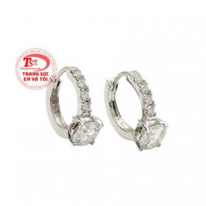 Hoa tai vàng trắng dễ thương được bảo hành uy tín