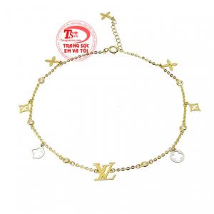 Lắc chân nữ vàng duyên dáng được chế tác theo phong cách Hàn Quốc được giới trẻ ưa chuộng. 