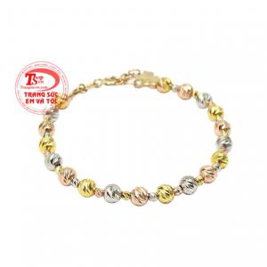 Lắc tay bi thời trang với sự kết hợp vàng trắng, vàng hồng và vàng màu mang đến chiếc lắc tay cá tính và nổi bật.