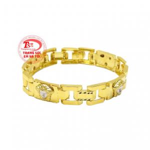 Lắc tay nam phong cách được chế tác từ vàng tây 10k sáng bóng.