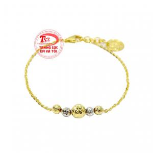 Lắc tay vàng tây dễ thương với những hạt bi chế tác tinh tế giúp cho sản phẩm thêm phần trẻ trung và đáng yêu. 